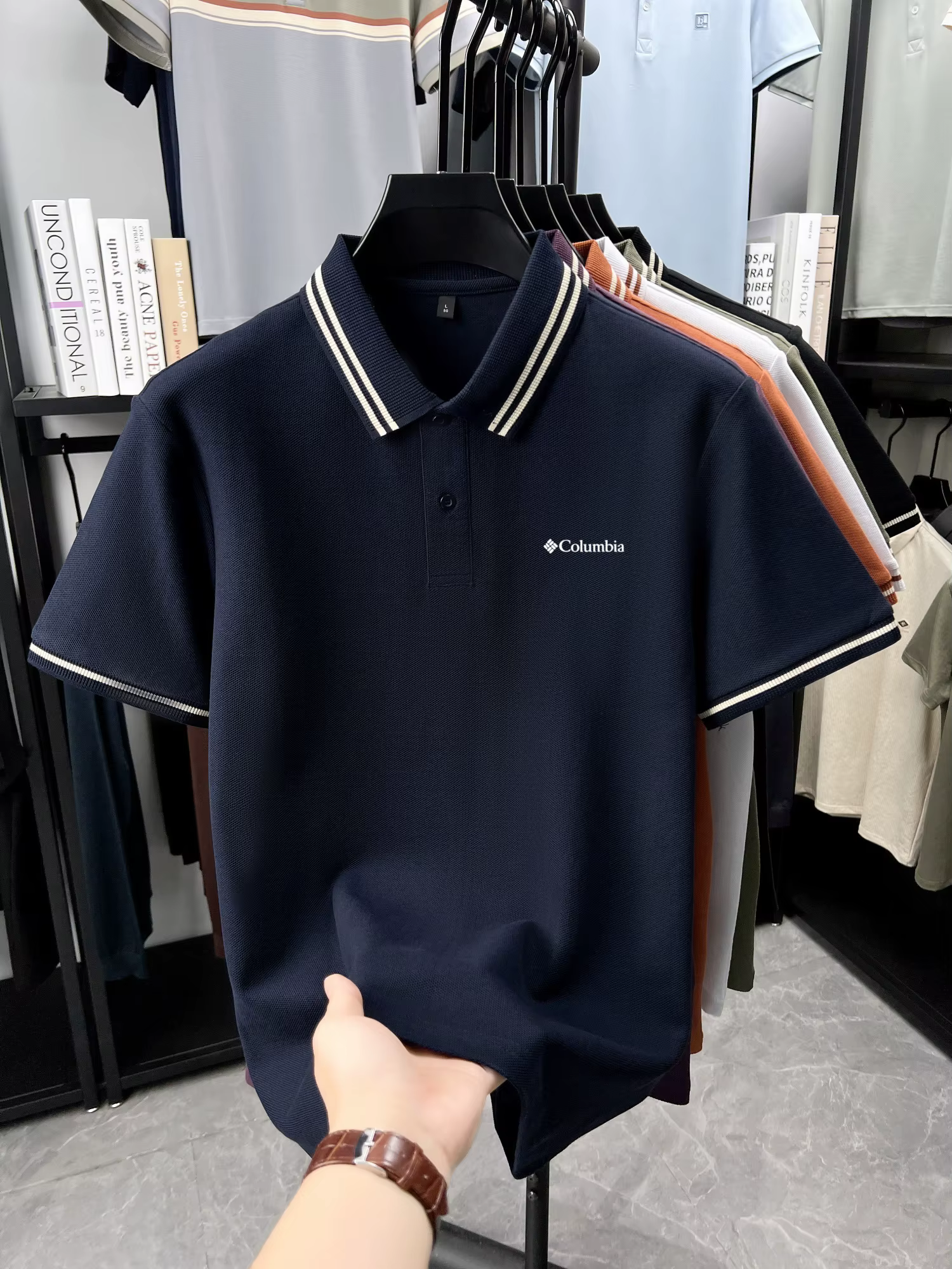 Polo classique pour homme à double bordure avec logo Columbia
