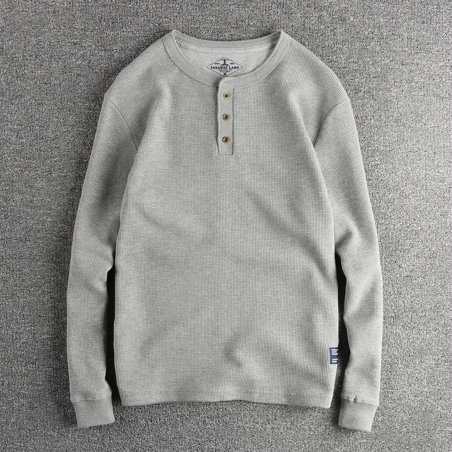T-shirt à manches longues en tissu gaufré pour hommes
