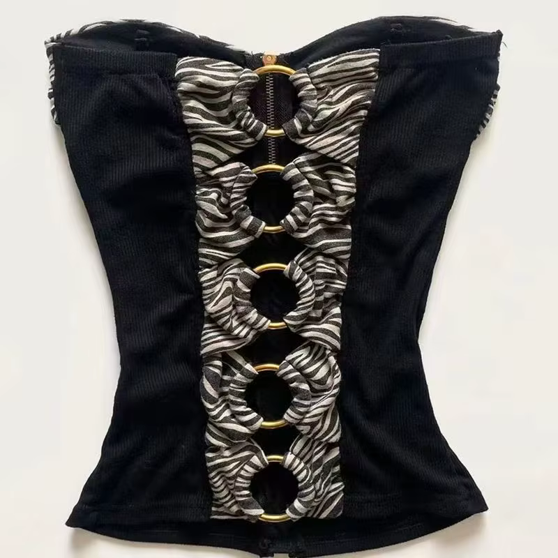 Rétro Hottie Slim bretelles gilets sous-culture américaine léopard couture débardeurs Punk Harajuku fermeture éclair conception femmes Sexy gilet
