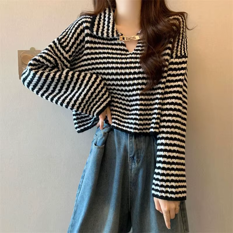 Chandails tricotés courts pour femmes suéteres jeunes De Mujer Style japonais pull attrayant automne basique solide