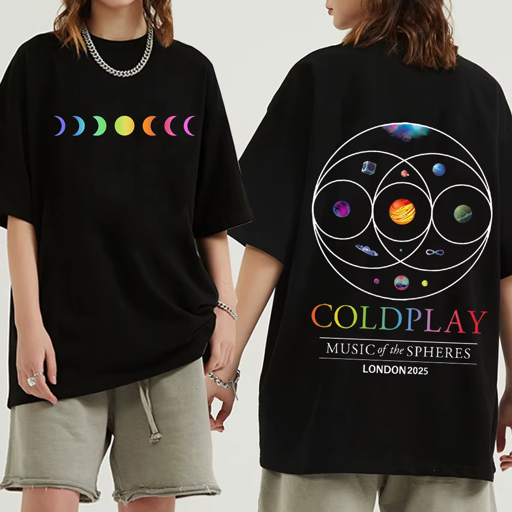 Cold-play London Tour 2025 T-shirt Harajuku col rond chemise décontractée cadeau