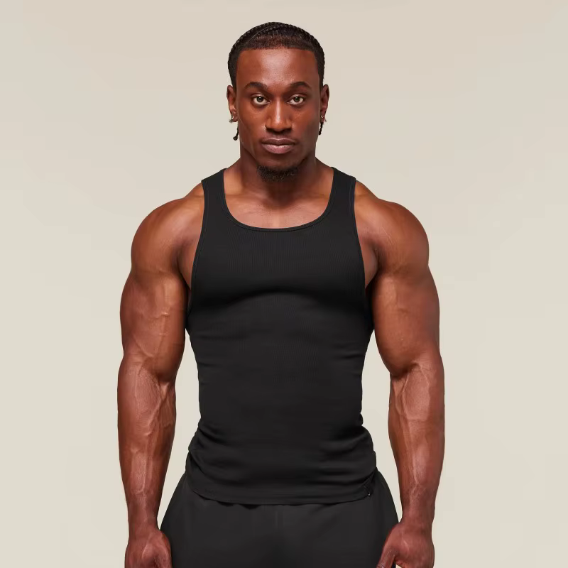 Débardeur de musculation classique pour homme en tissu côtelé doux
