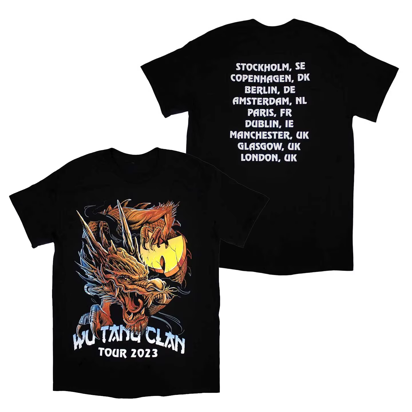 T-shirt ample à manches courtes rétro américain du groupe hip-hop Wu-Tang Clan pour hommes et femmes