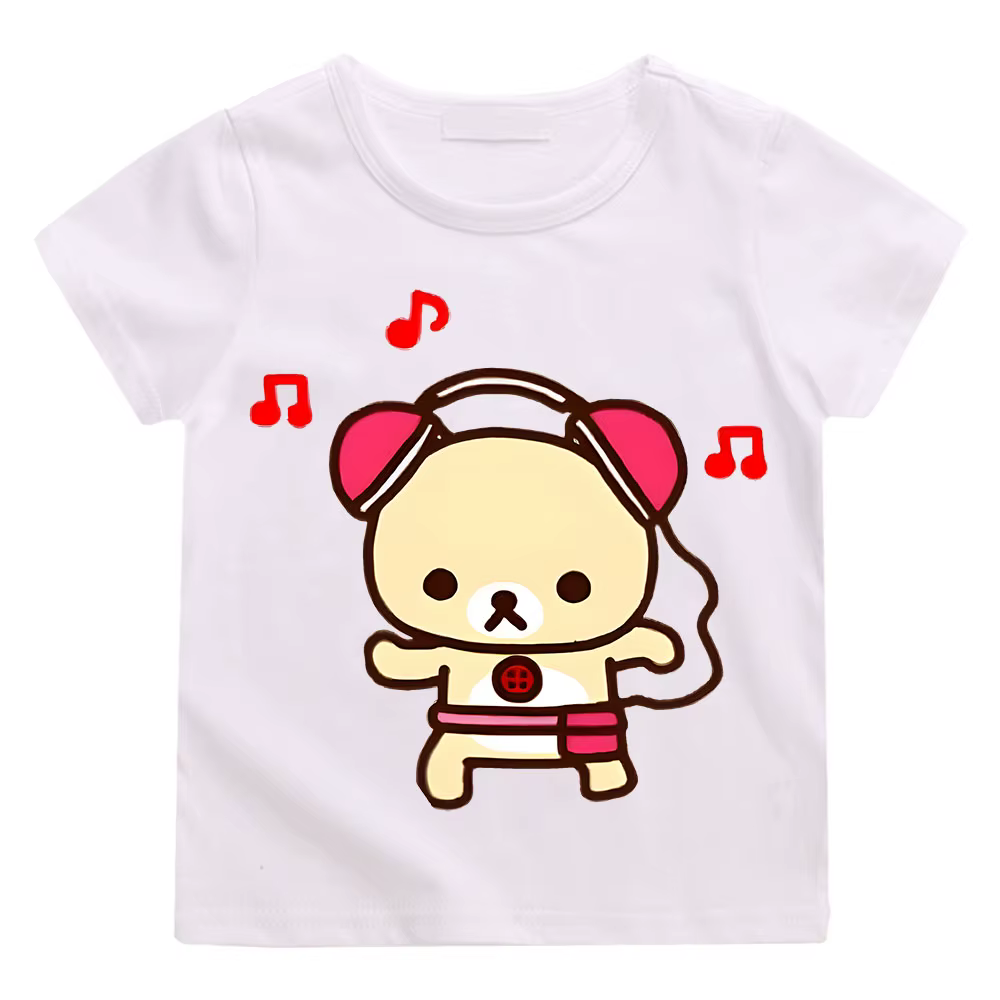 Dessin animé Rilakkuma T-shirt garçons filles enfants vêtements Hip Hop hauts manches courtes sport mode Streetwear Manga/bande dessinée t-shirts enfant en bas âge