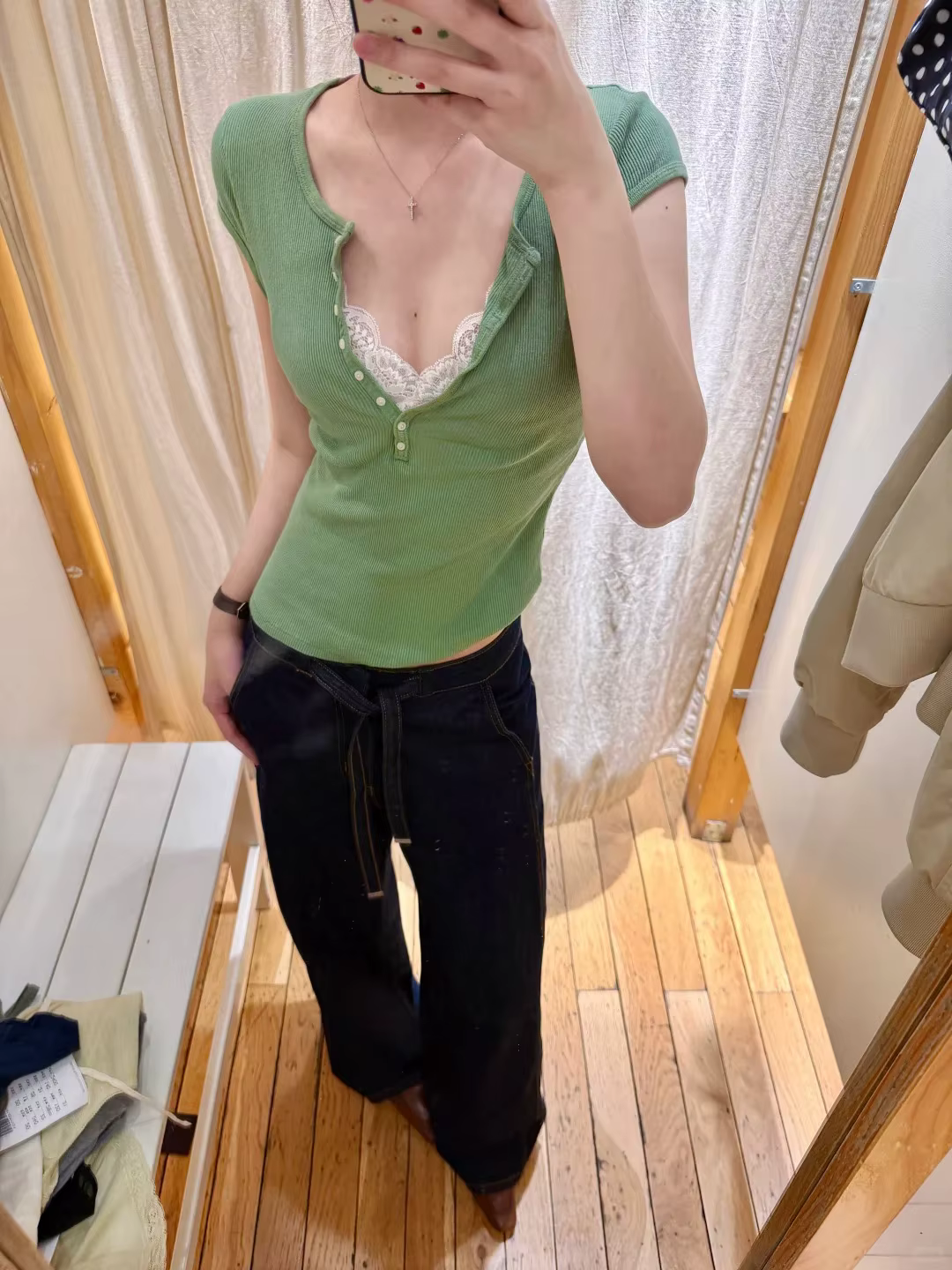 T-shirts côtelés slim en matcha pour femmes, style décontracté d'été, streetwear, boutons, col rond, manches courtes, style vintage preppy chic, t-shirt Y2K