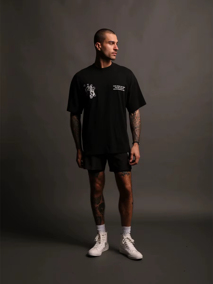 DARC SPORT T-shirt ample à manches courtes en coton imprimé pour hommes et femmes