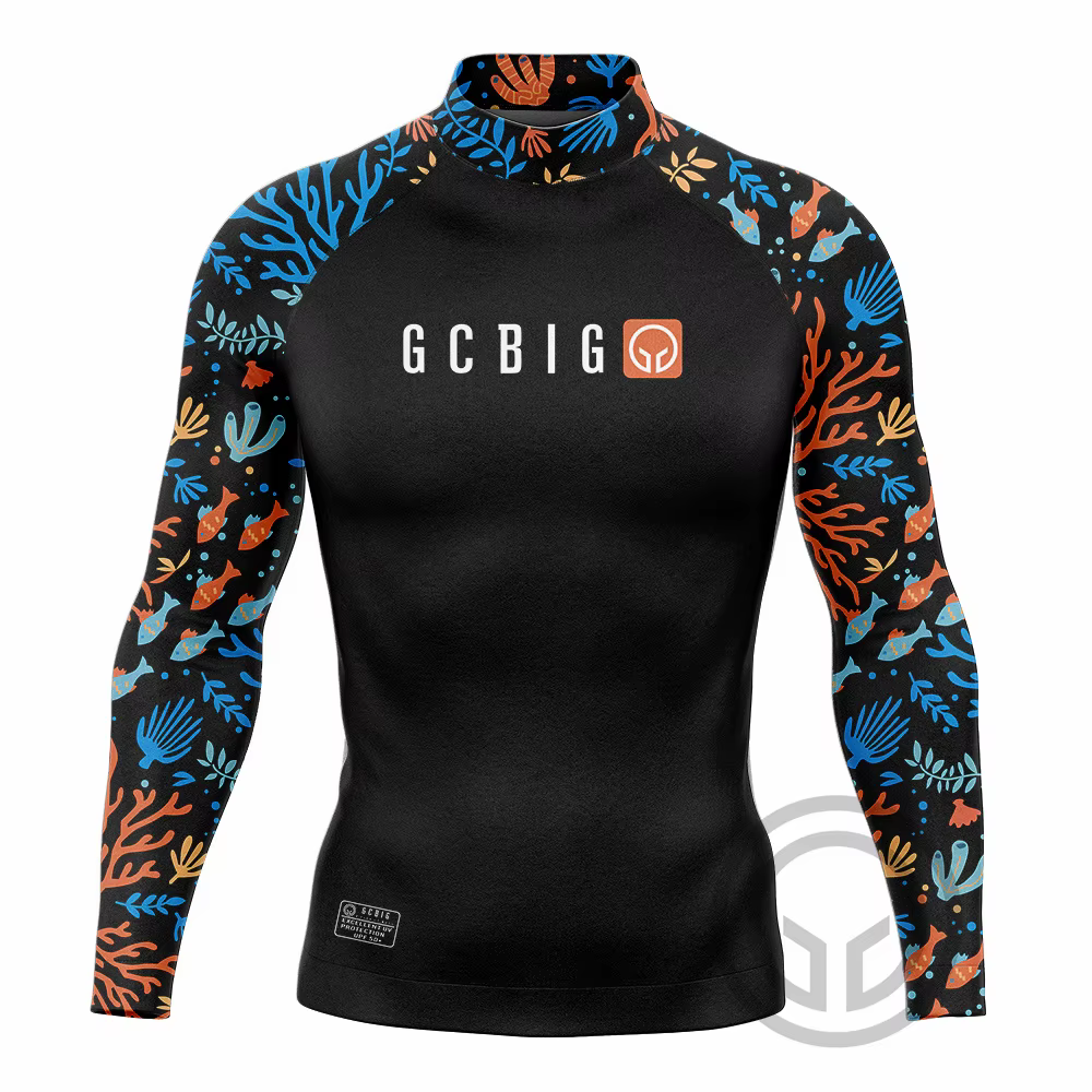 Rashguard à manches longues pour hommes, protection solaire Upf 50, chemise de surf, séchage rapide, respirant, natation, t-shirt serré, vêtements de sport de gym