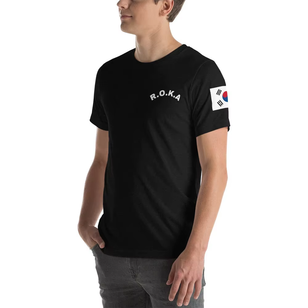 T-shirt Unisexe en Coton Respirant pour Hommes de l'Armée Coréenne R.O.K.A