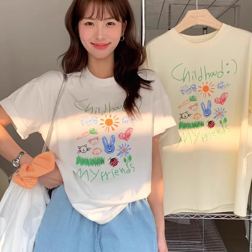 T-shirt pour femme, imprimé floral vintage