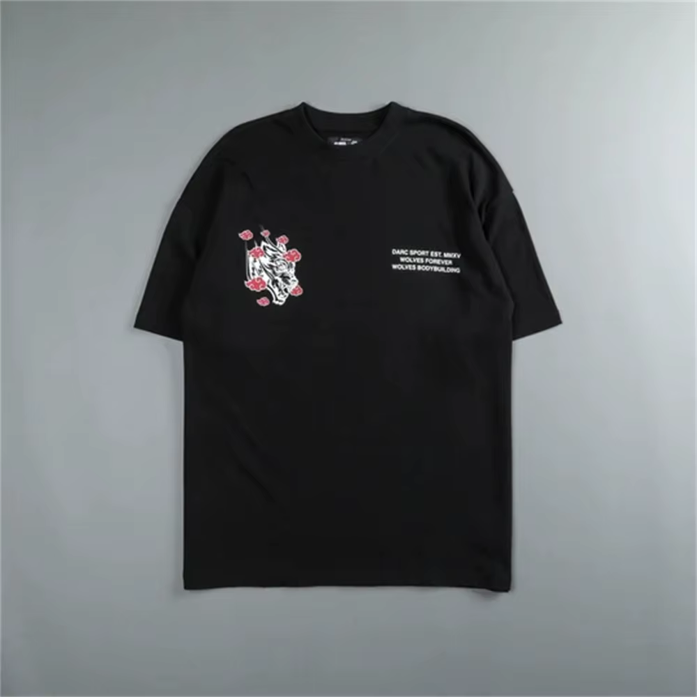 DARC SPORT T-shirt ample à manches courtes en coton imprimé pour hommes et femmes
