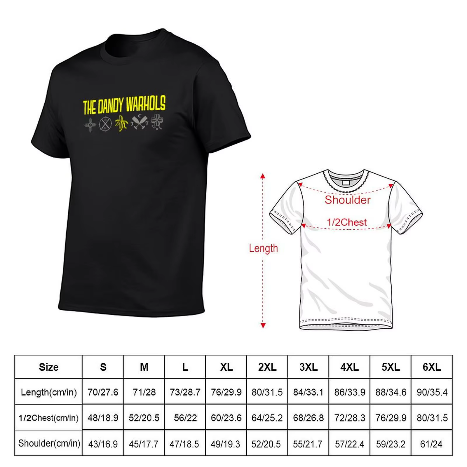 T-Shirt pour Homme avec Logos de Dessin Animé The Dandy Warhols