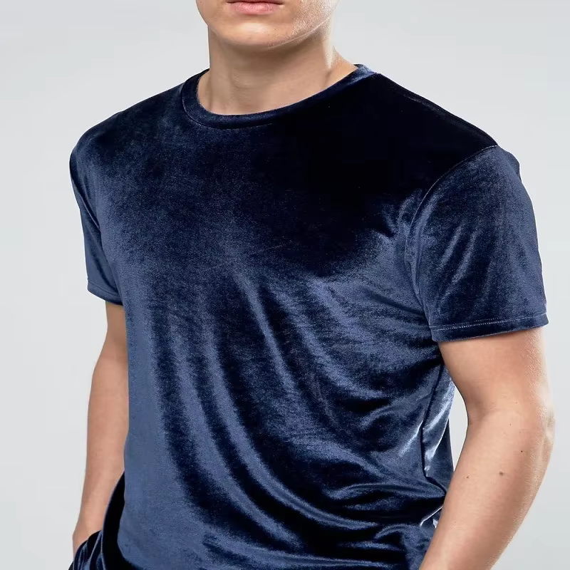 Nouveau T-shirt en velours à manches courtes 2026 – Style décontracté et tendance pour homme – Hauts et t-shirts masculins