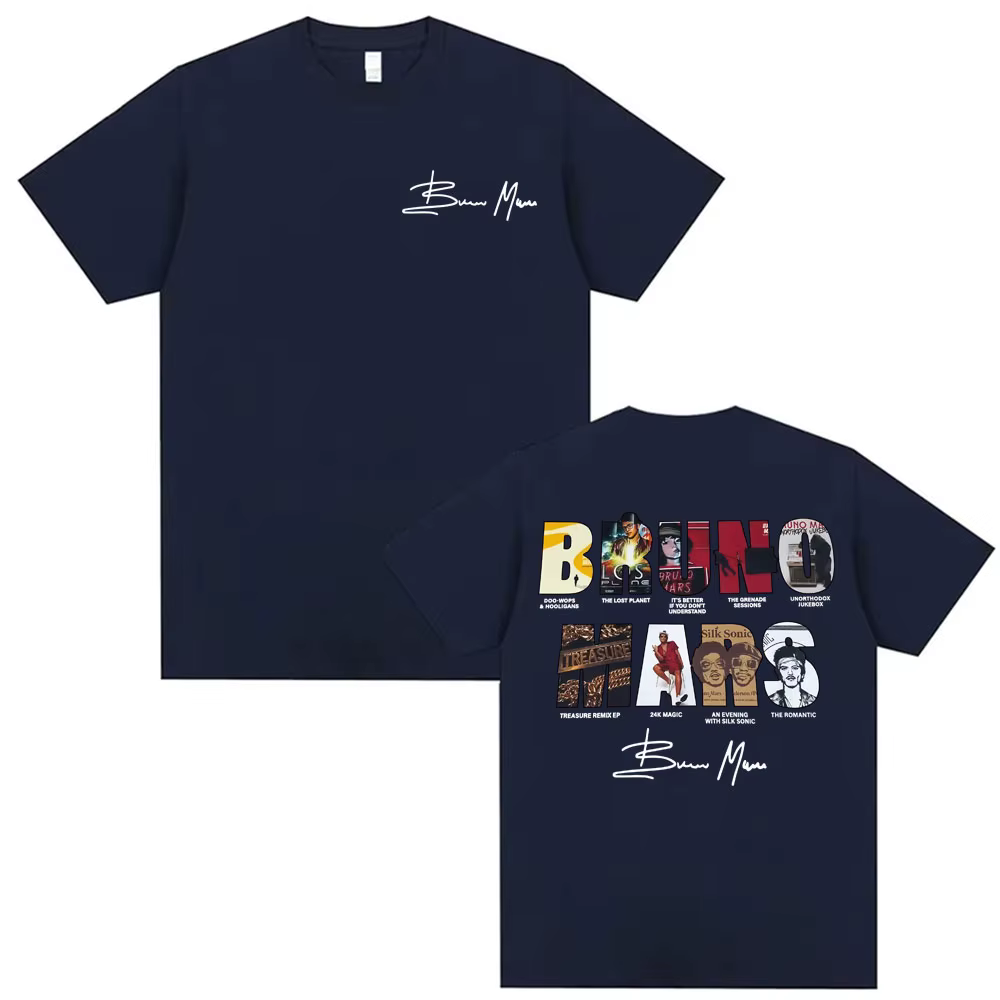 Bruno Mars The Romantic 2026 Album Cover T-shirts Hommes Femmes Mode Hip Hop Streetwear T-shirt Coton Décontracté Oversize