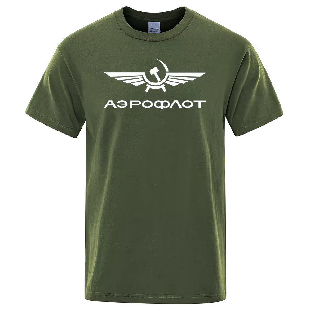 Aeroflot Aviation Russe Pilote aérospatial Aviateur T-Shirt hommes été coton à manches courtes mode vêtements décontractés T-Shirt ample