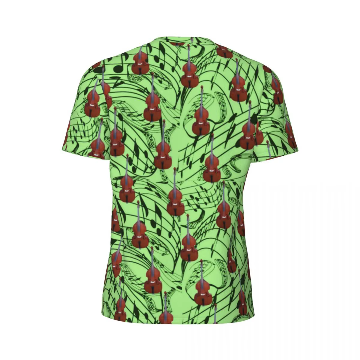 T-Shirt Sportif à Col Rond pour Homme, Notes de Musique Vertes, Hiphelicopter, Guitares Imprimées, Vêtements de Style de Rue, Cadeau, Été