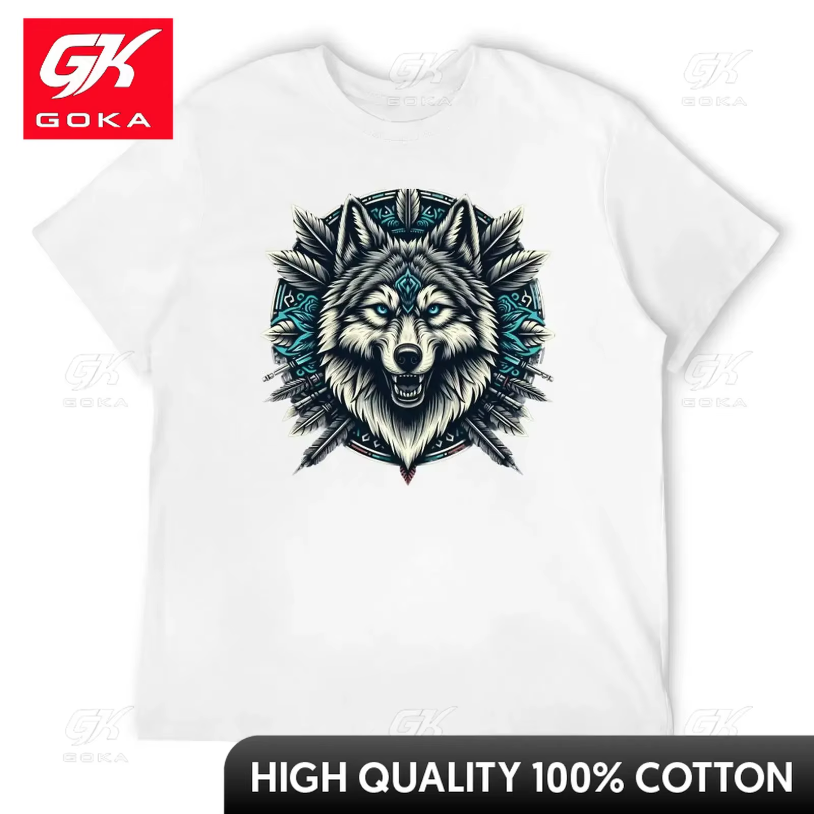 T-shirt à motif tête de loup