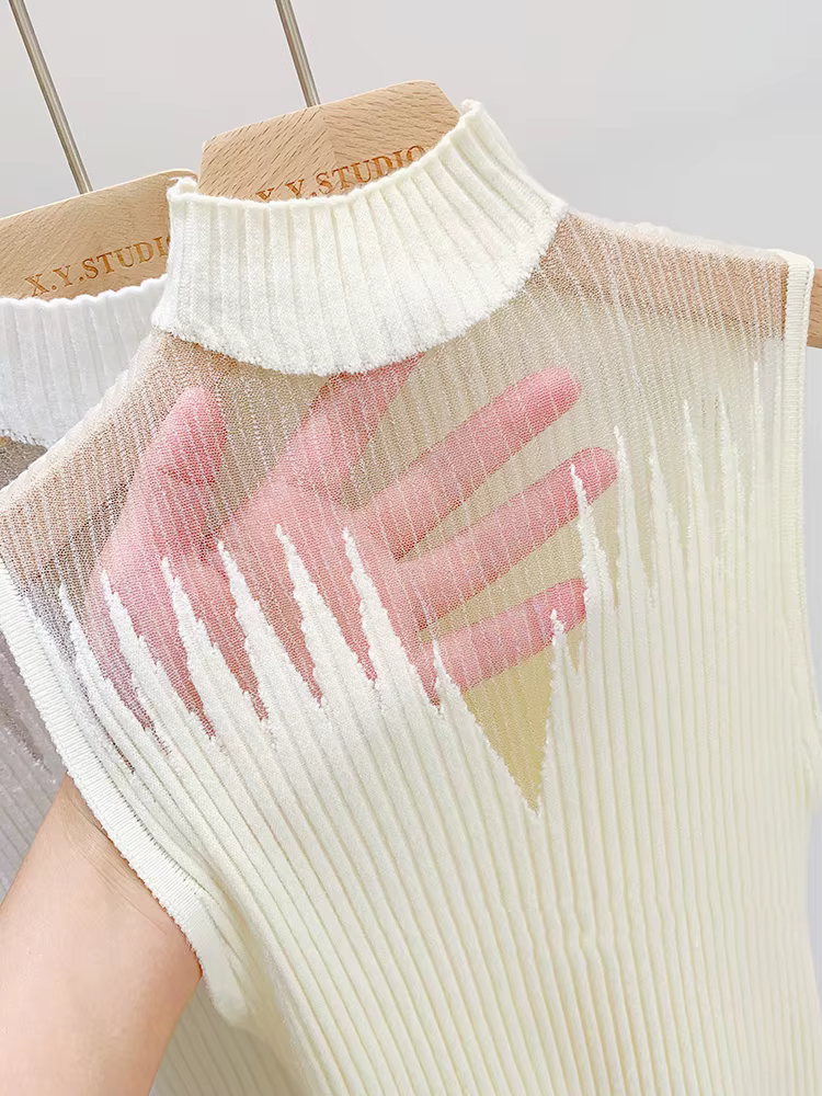 Pull Tube Blanc en Maille Précieuse pour Femme