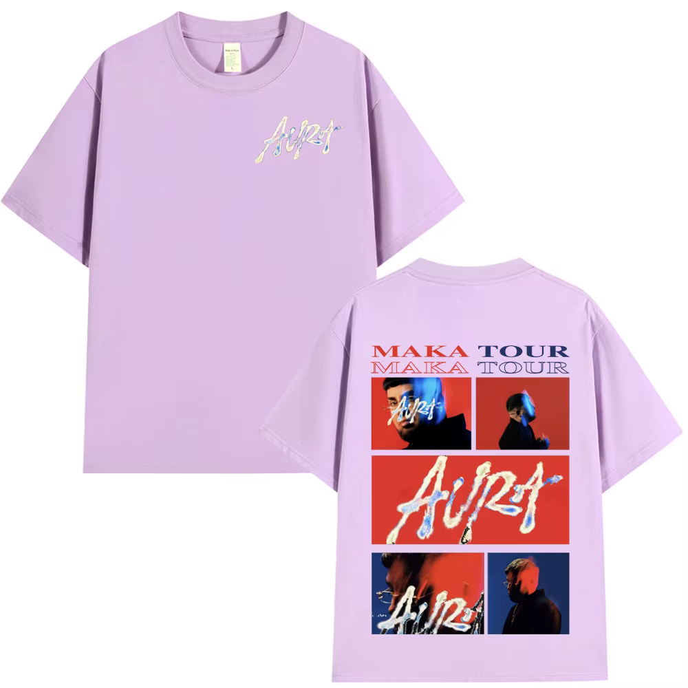 Rappeur Maka Aura 2025 Tour Merch t-shirts hommes femmes mode Hip Hop T-shirt été décontracté coton à manches courtes