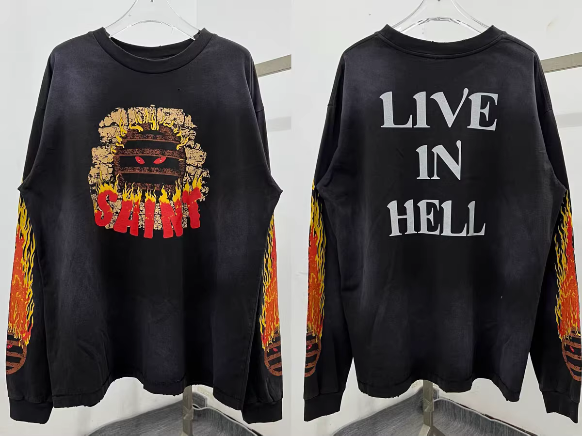 Saint 25AW SS manches longues T-shirt hommes femmes haute qualité tissu lourd unisexe hauts
