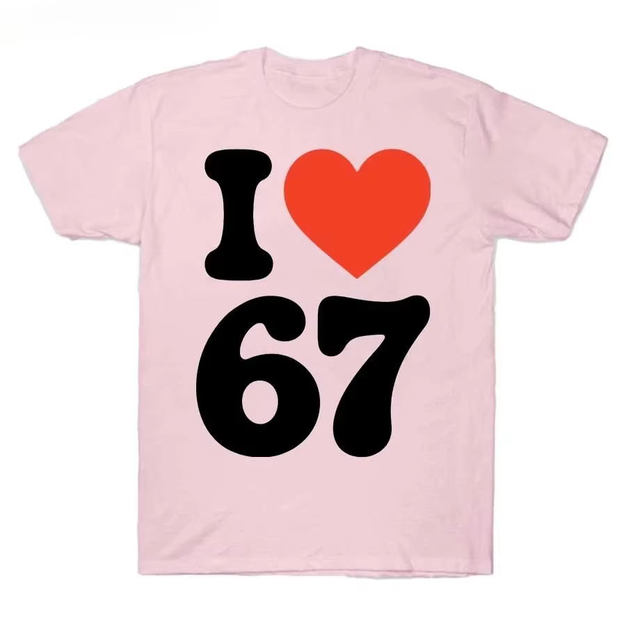 Meme I Love 67 T-Shirt imprimé pour femmes Streetwear manches courtes col rond hauts