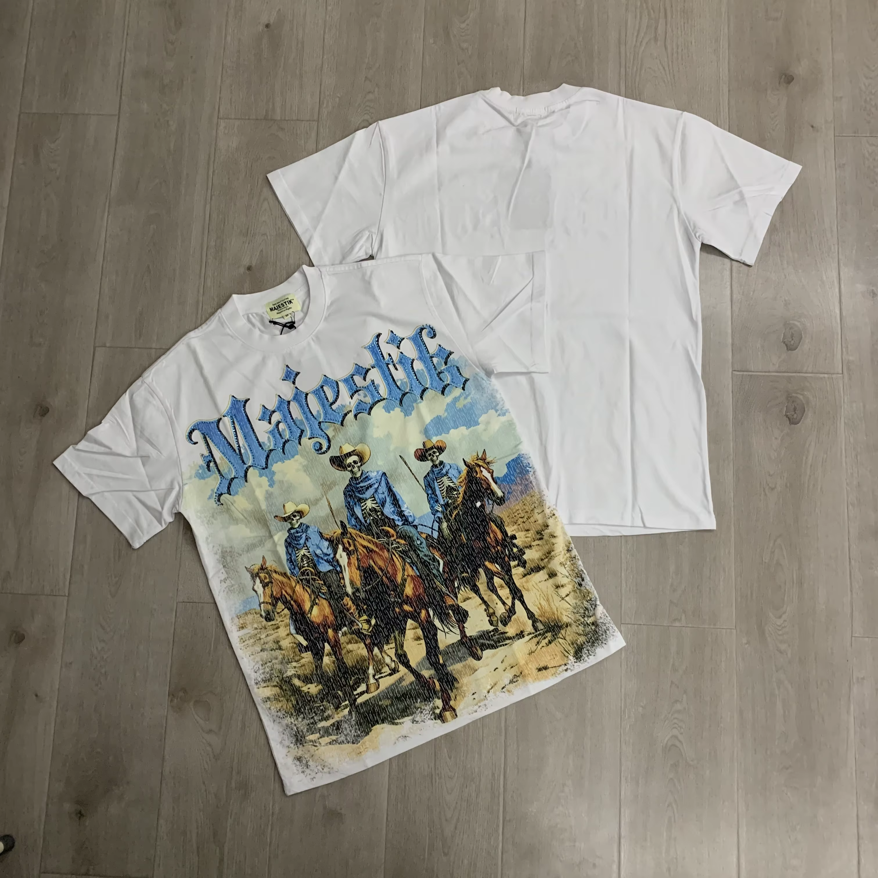 T-shirt en tissu éponge MAJESTIK 280g avec strass