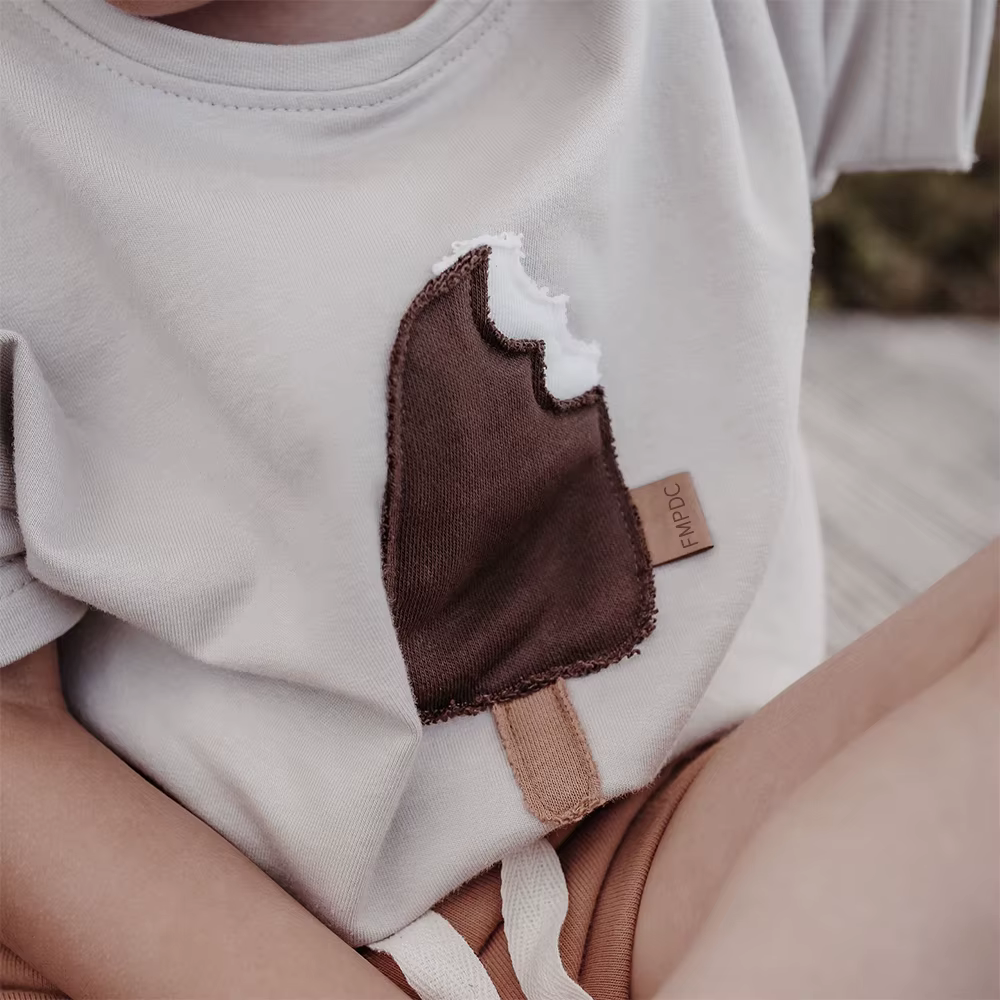 T-shirt imprimé crème glacée colorée pour enfants