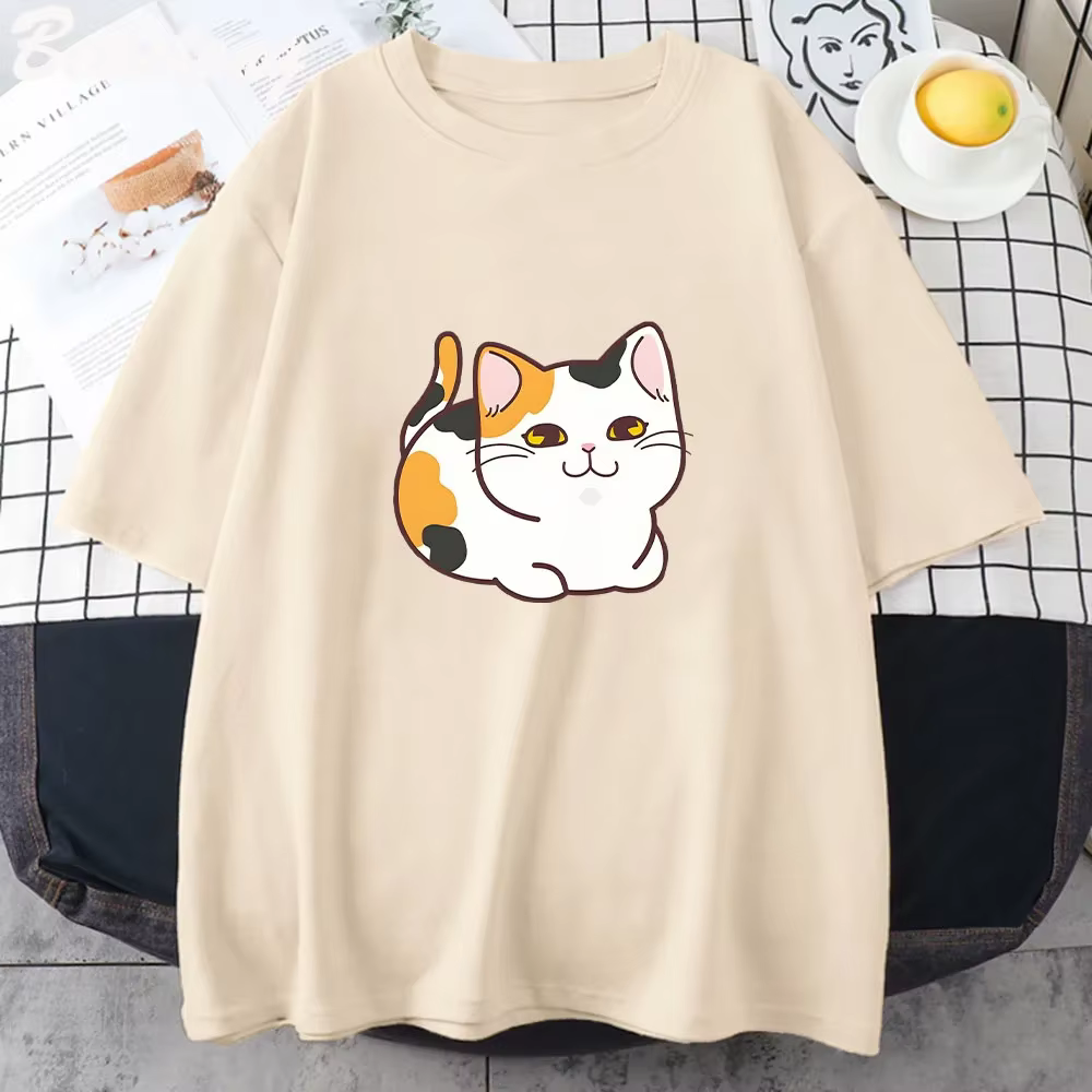 T-shirt femme noir, esthétique et mignon, Kawaii, avec dessin animé, Kawaii, rétro, tissu, 2023