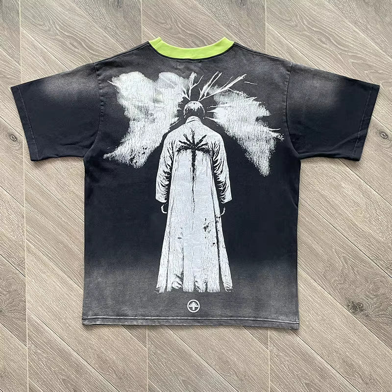 T-shirt décontracté à manches courtes pour hommes et femmes Vertabrae American Street Dark Rap Day Foot VERTEE5
