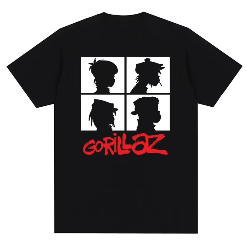 T-shirt Gorillaz Punk Rock 2025 – Imprimé groupe musical années 90 – Mode décontractée – Manches courtes – Unisexe – Grande taille