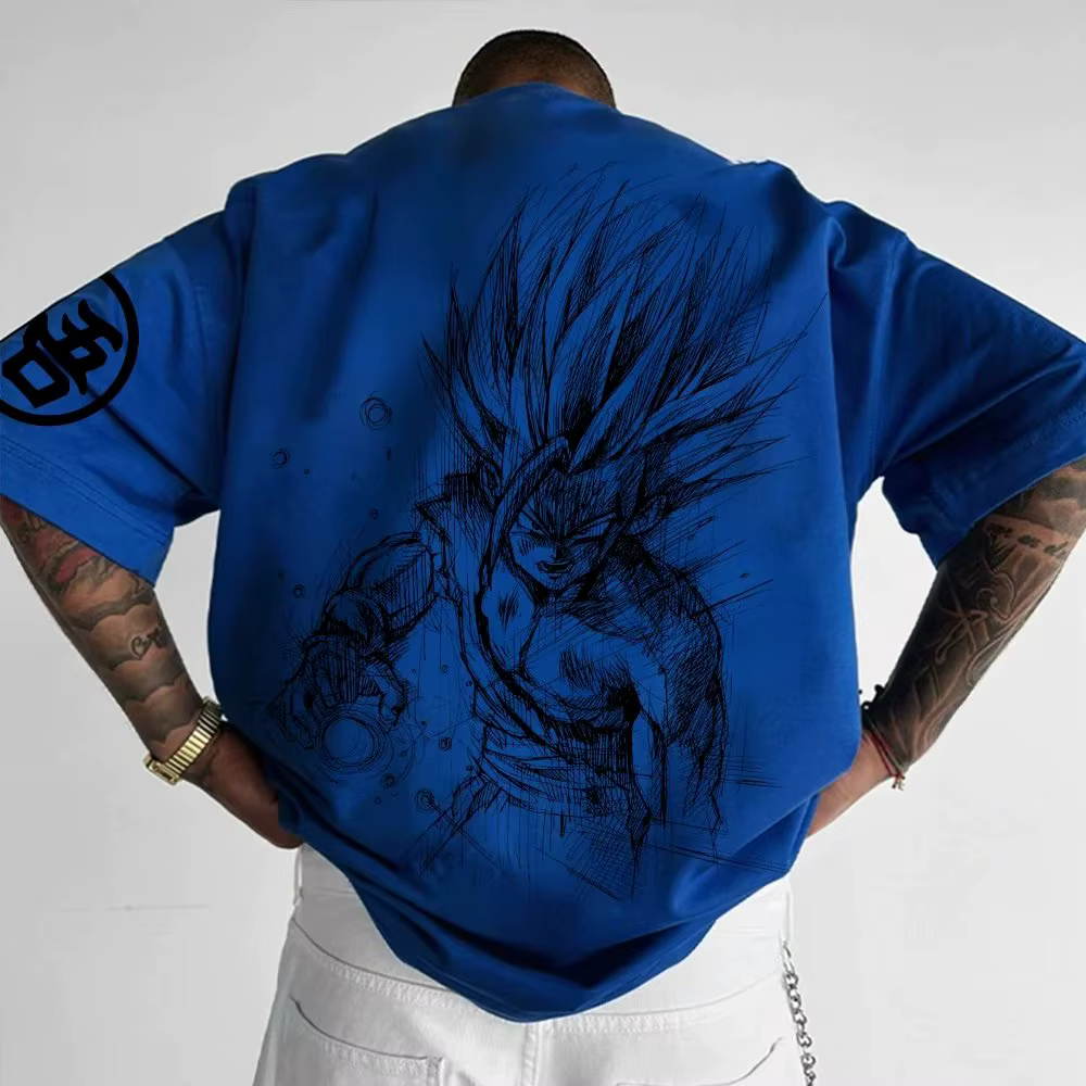 Dragon Ball Animation T-Shirt hommes été nouveau Double face impression ample décontracté Harajuku à la mode à manches courtes Parent-enfant haut