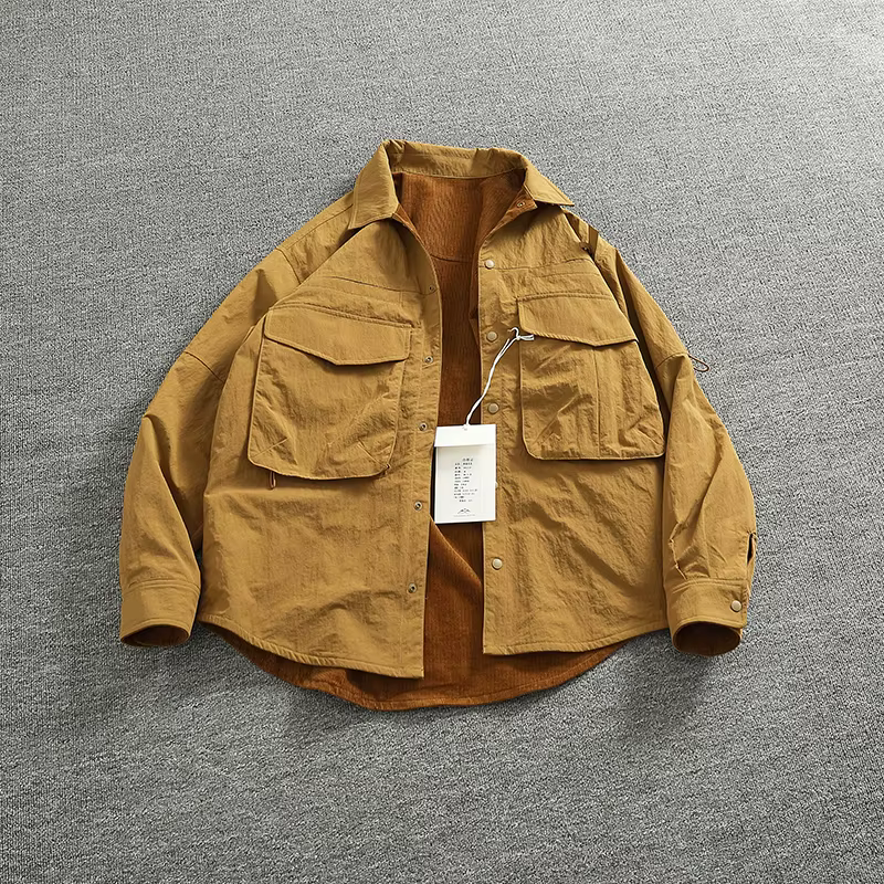 Veste Cargo Réversible en Tissu A + B pour Homme