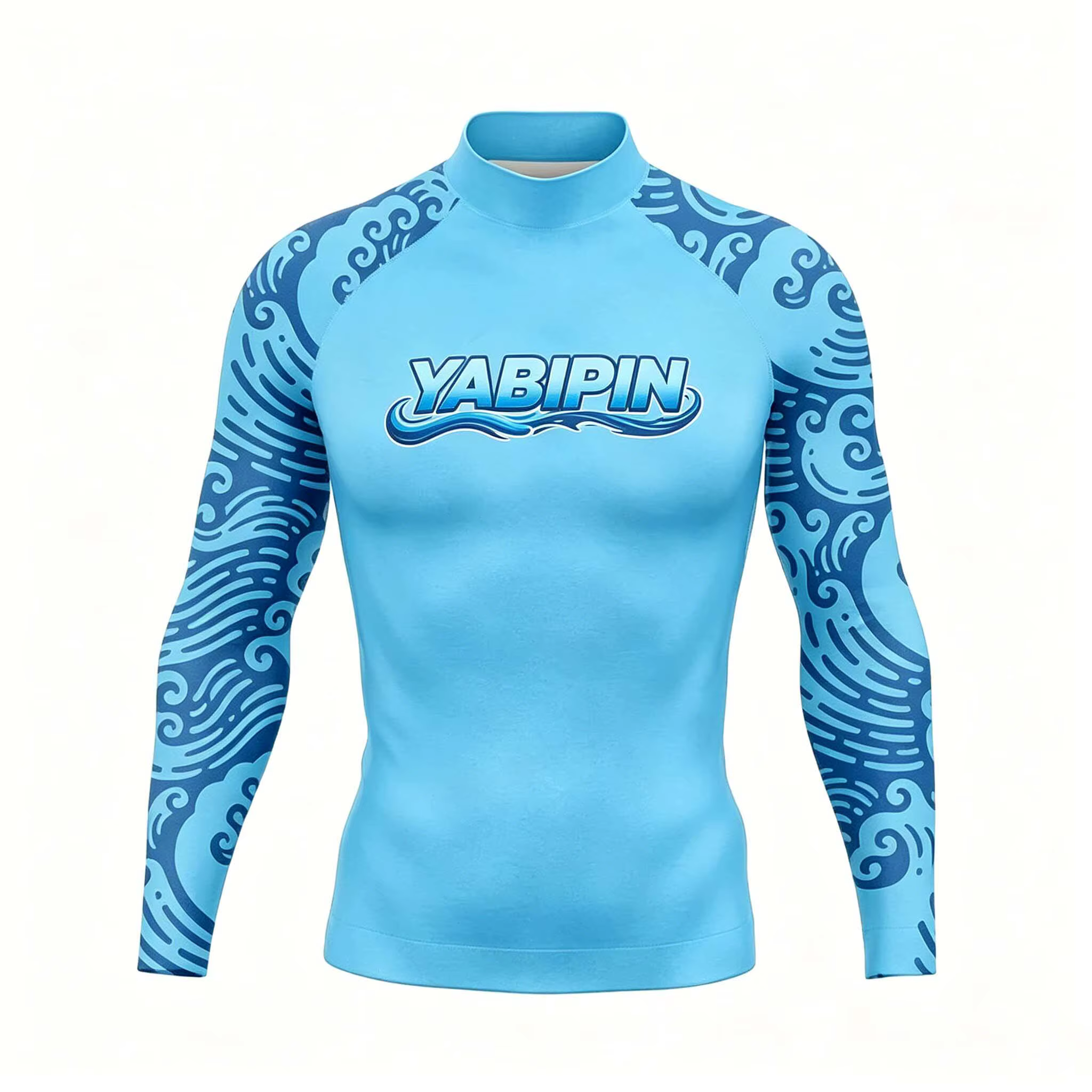 Rashguard à manches longues à séchage rapide pour homme avec col montant – T-shirt de plage anti-UV