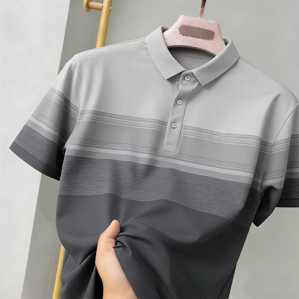 Polo sportif rayé color-block respirant et ample pour le quotidien