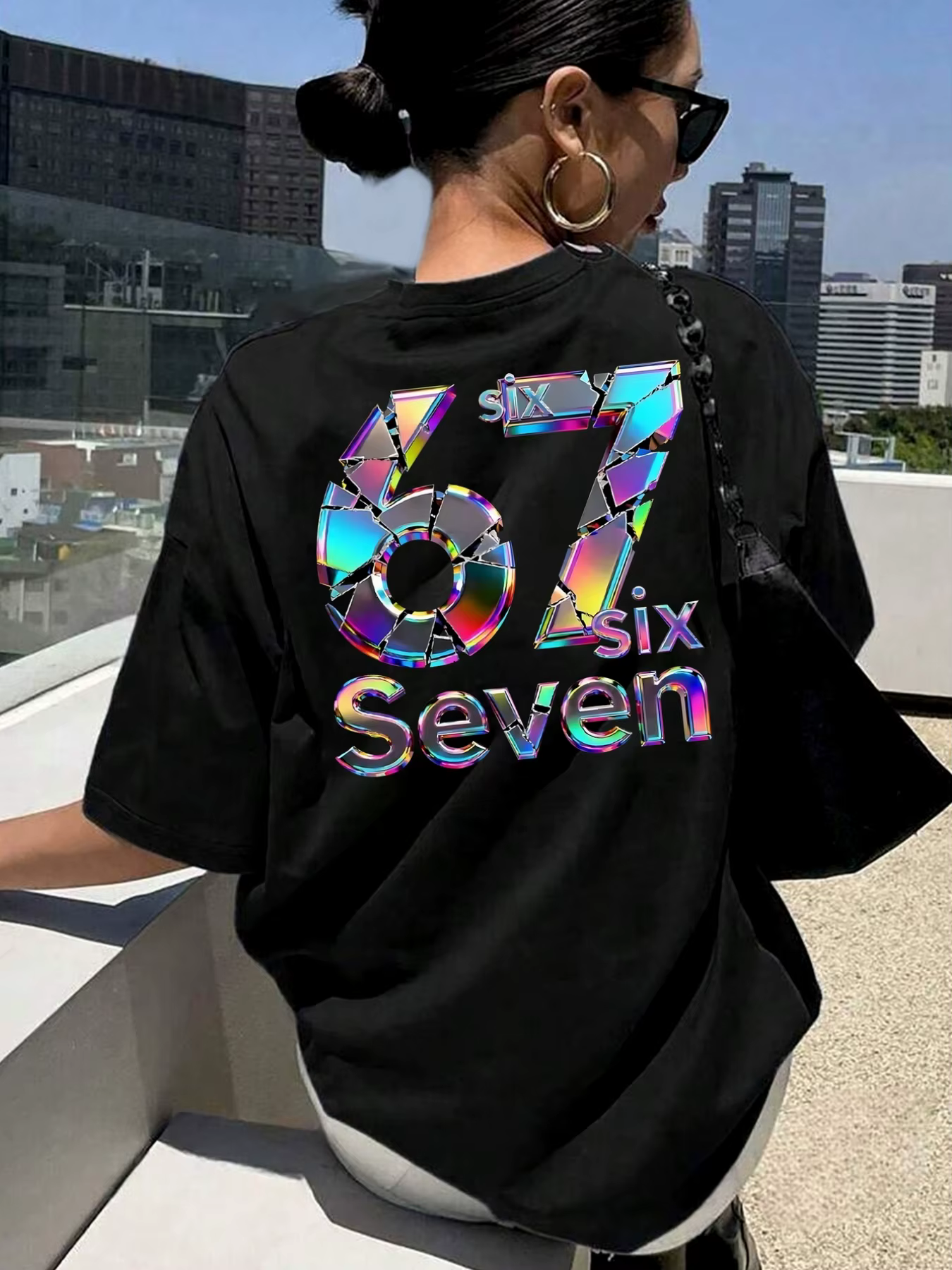 T-shirt à imprimé lettres pour femmes 67