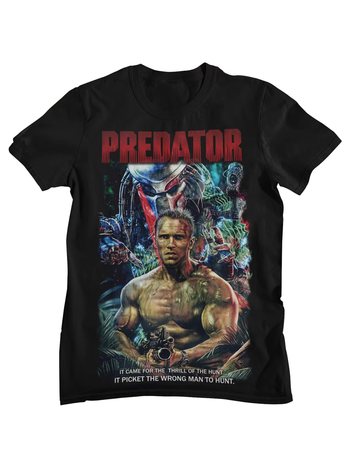 T-shirt imprimé rétro du film Predator pour hommes et femmes