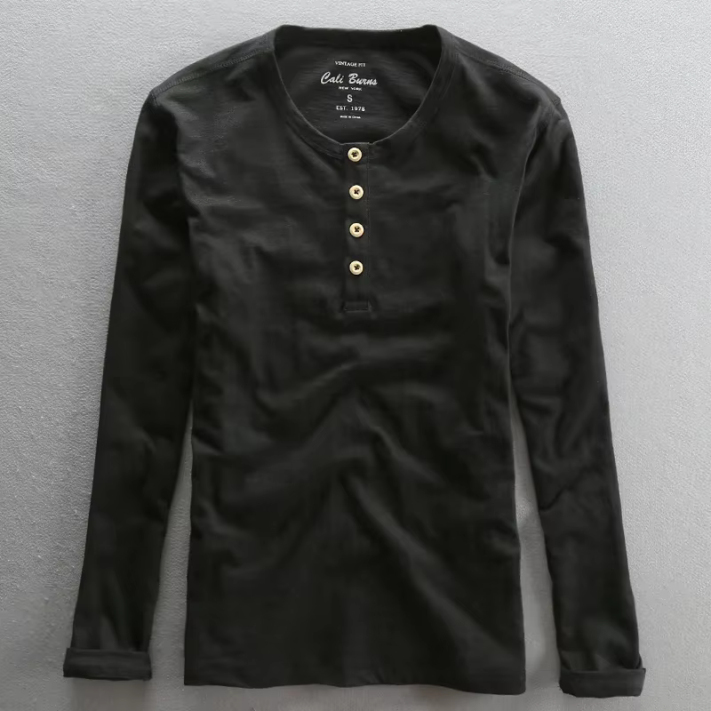 T-shirt à manches longues en pur coton pour hommes
