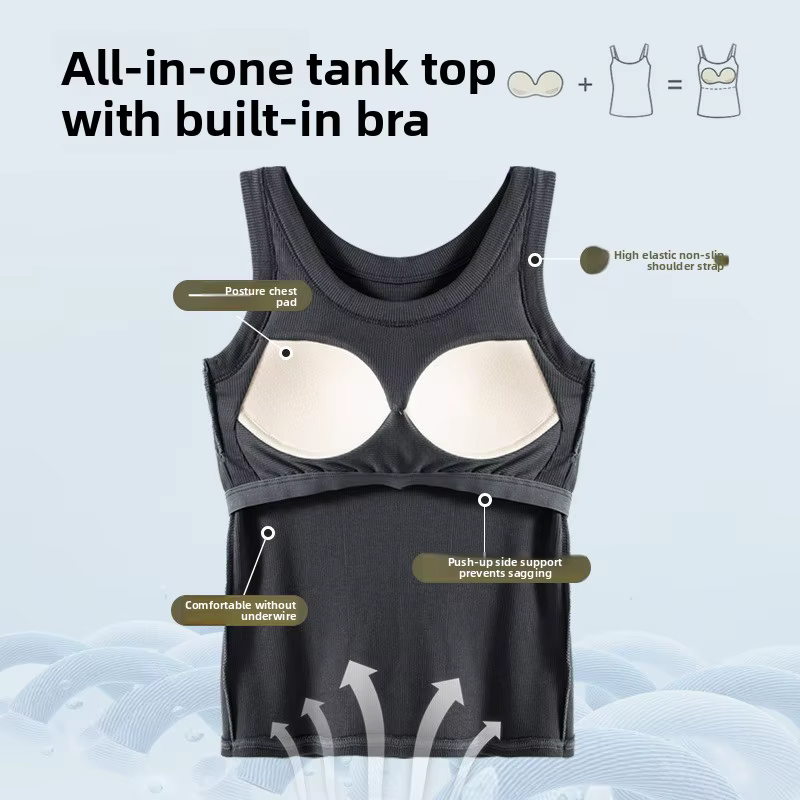 Débardeur côtelé pour femme avec soutien-gorge intégré