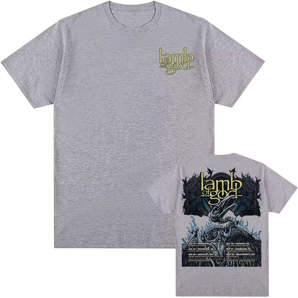 Agneau de dieu Tour 2025 nouveau T-shirt bande mentale impression graphique t-shirts à manches courtes coton homme