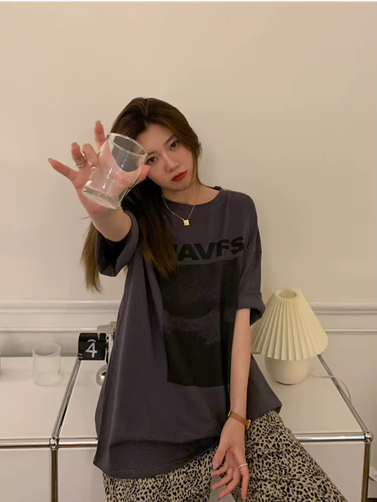 T-shirt manches courtes femme blanc, streetwear estival et créatif, Harajuku