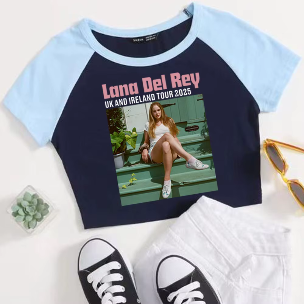 Lana Del Rey royaume-uni et irlande stade Tour 2025 culture hauts T-Shirt filles mode femmes col rond manches courtes