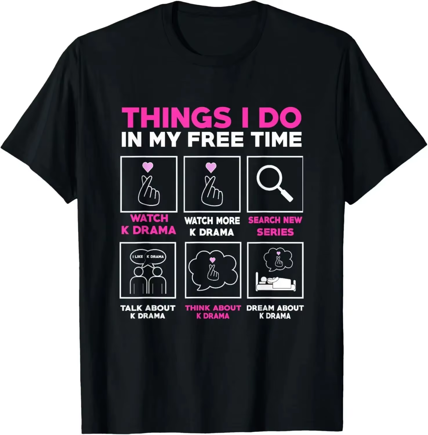 Manger dormir k-drama répéter TV film coréen télévision Hangul T-Shirt femmes vêtements Kawaii