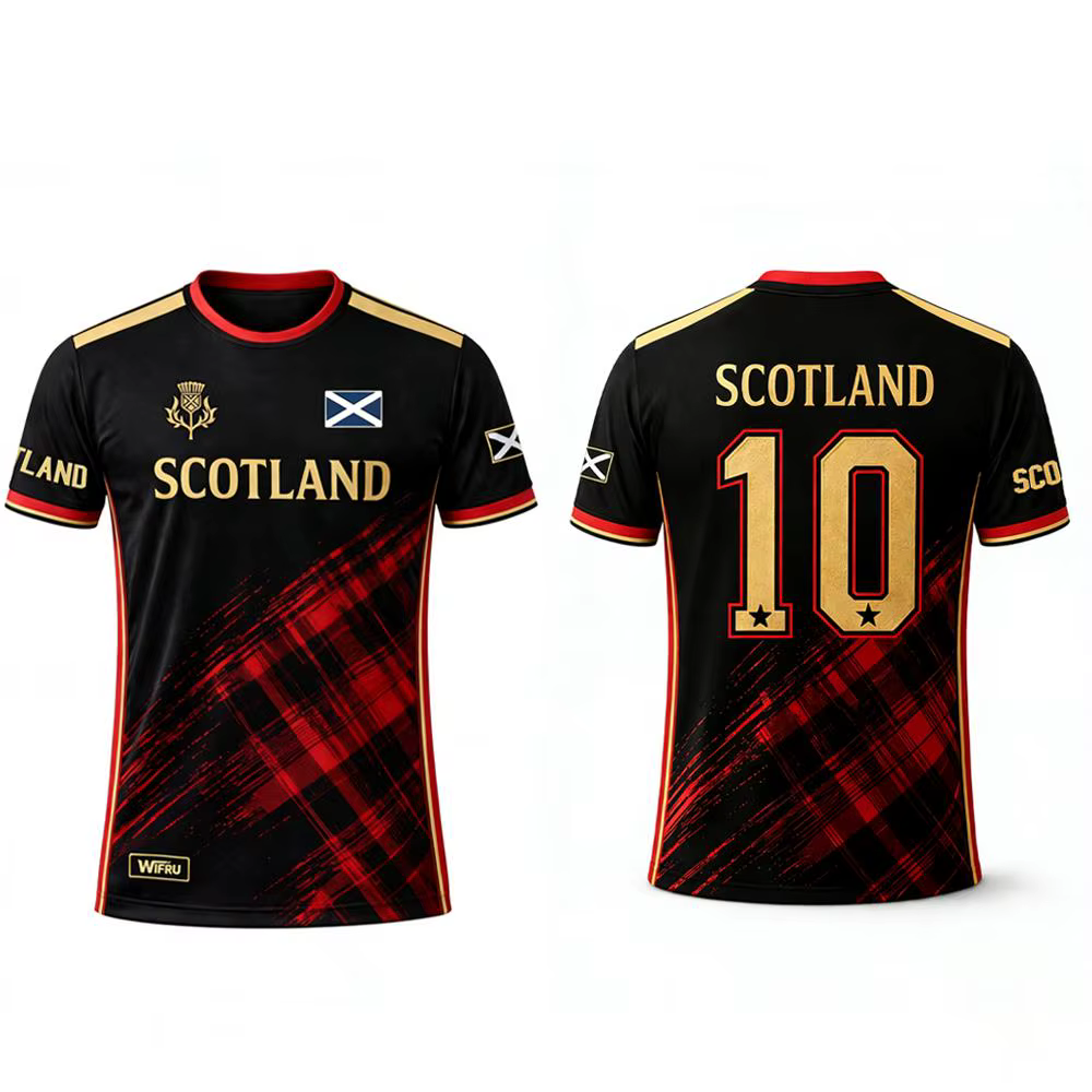 T-shirt imprimé drapeau écossais 2026 – Maillot de football respirant et à séchage rapide pour homme – Tenue d'entraînement quotidienne – Cadeau pour fan