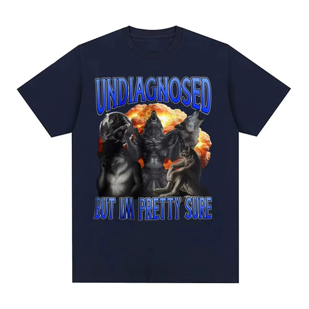 Indiagnostic mais je suis joli loup sûr drôle Meme T-shirt pour hommes femmes Harajuku gothique rétro