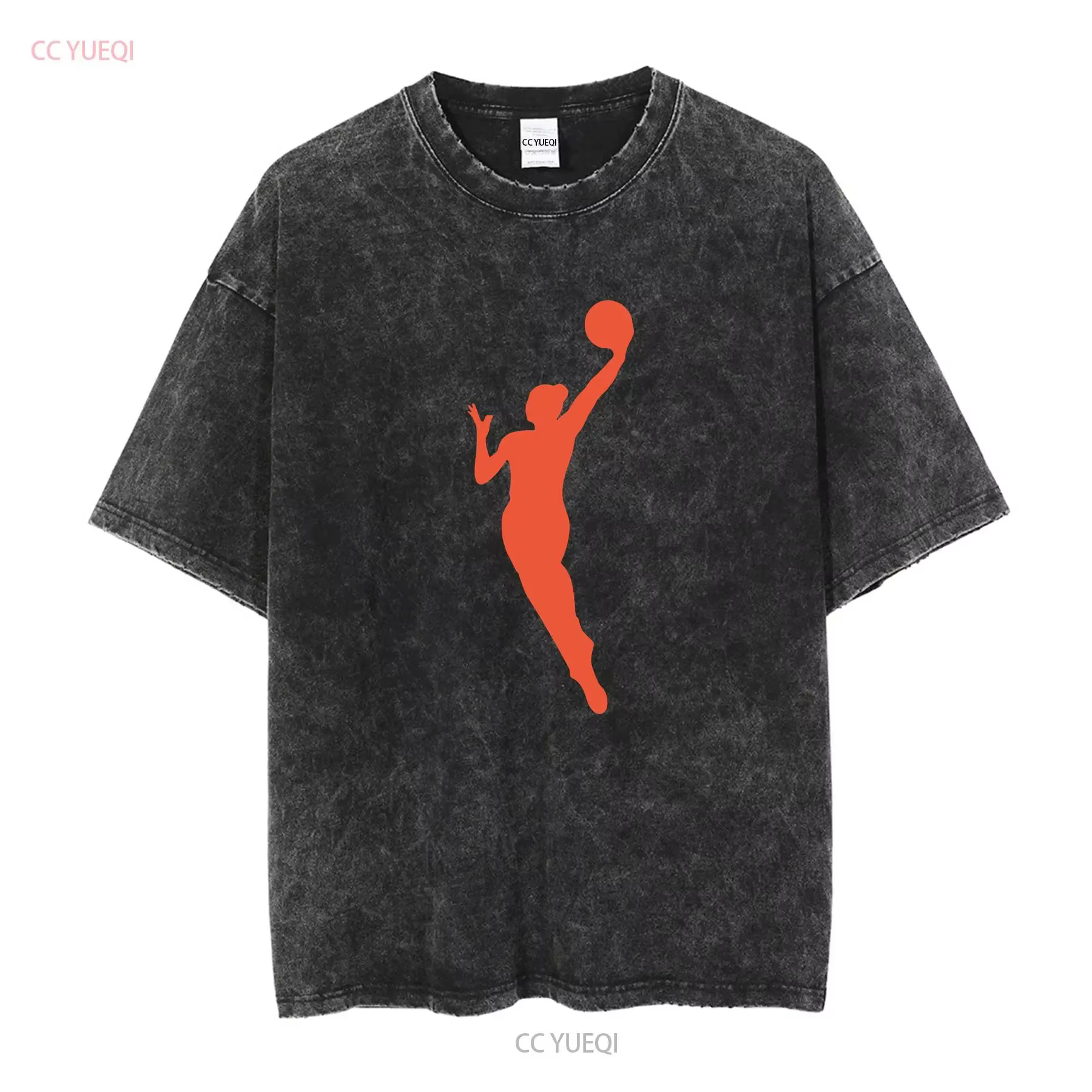 T-shirt en coton épais WNBA joueur orange seulement vintage lavé légèrement doux vêtements de créateur de mode homme unisexe polyvalent