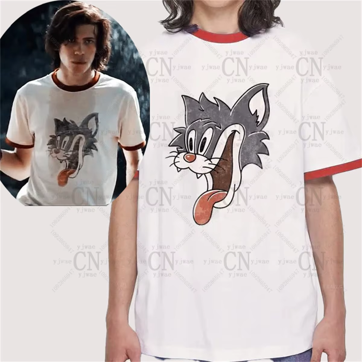T-shirt Crazy Cat Smiling Psycho Ringer