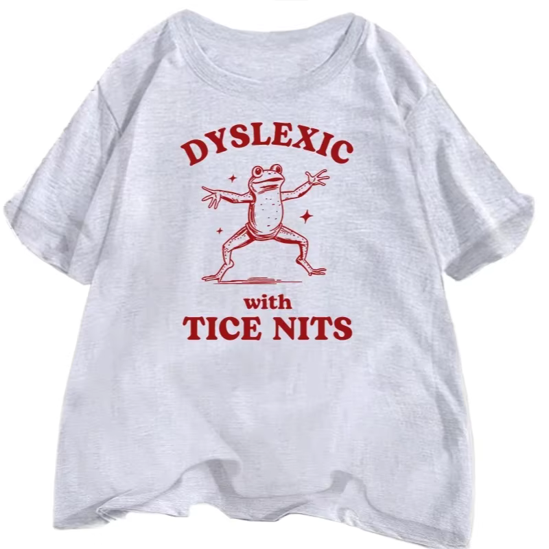Dyslexique avec Tice Nits t-shirs femmes drôle grenouille t-shirt muet idiot Meme graphique t-shirts Csual à manches courtes femmes vêtements Y2K