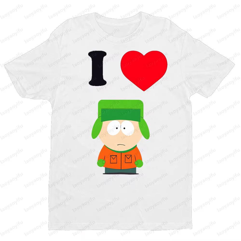 South Park thème I coeur rôle graphique imprimé T-shirt hommes femmes universel décontracté col rond manches courtes