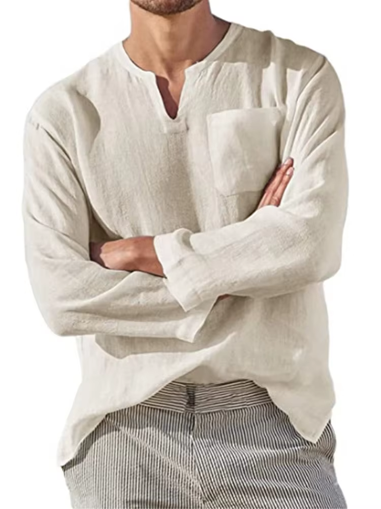 T-Shirt à Manches sulfen Coton et Lin pour Homme