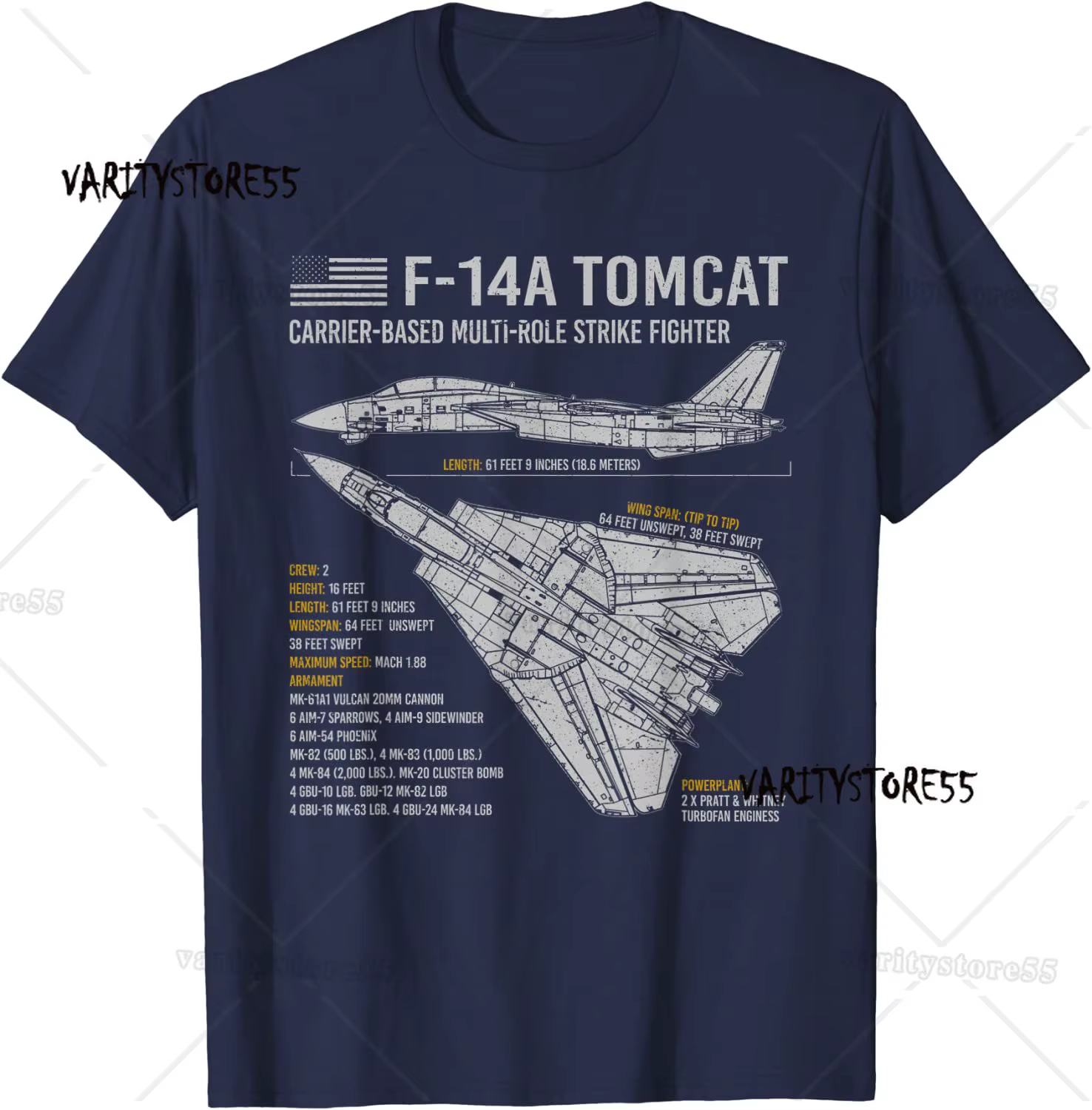 F-14 Tomcat F14 Avion Plan D'avion Schématique Hommes T-Shirt À Manches Courtes Casual 100% Coton O-Cou Chemise D'été