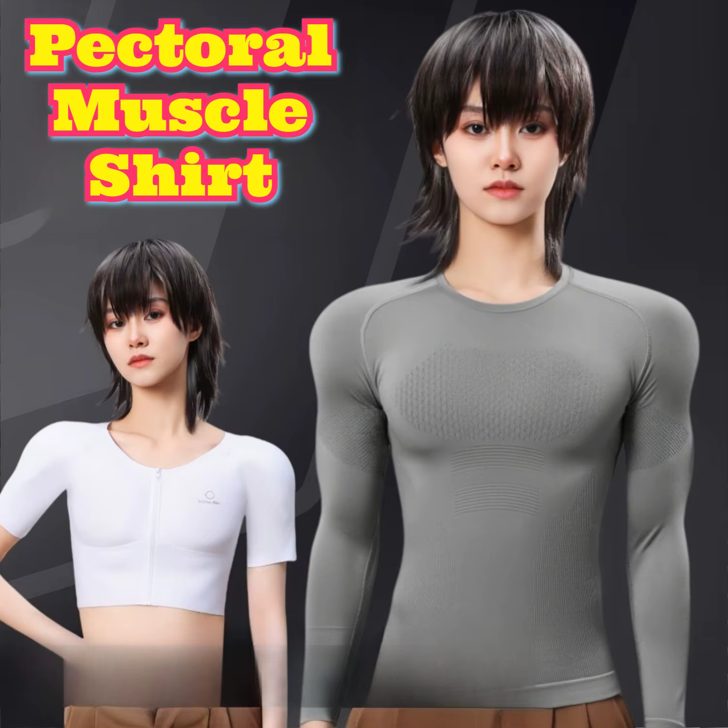 Chemise musculaire musculation amélioration de la poitrine maillot de corps de Compression sans couture réaliste faux